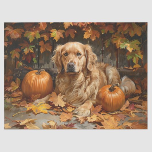 Herbstgolden-Retriever-Dekoupage Seidenpapier (Vorderseite)