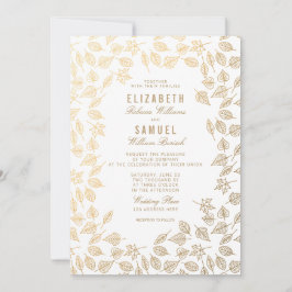 Herbstgoldene Blätter Saubere Weiße Hochzeit Einla Einladung