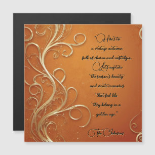 Herbstgoldene Ranken Orange Typografie Magnetisch Magnetkarte