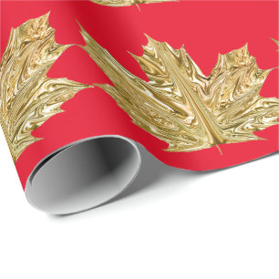 Herbstgoldenes Ahornblatt fällt rot Winter Geschenkpapier