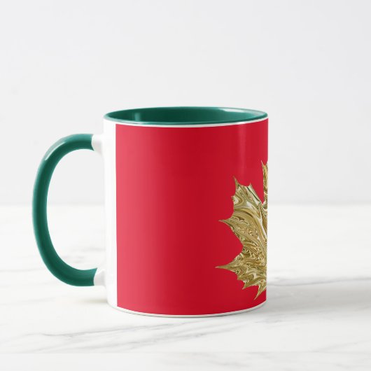 Herbstgoldfarbene Ahornblattfallen metallisches Au Tasse (Links)