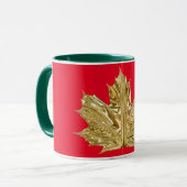 Herbstgoldfarbene Ahornblattfallen metallisches Au Tasse (Vorderseite Links)