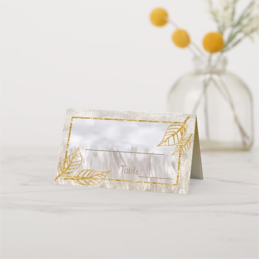 Herbstgoldkastanie-Blätter Tischnummer Platzkarte (Vorderseite)