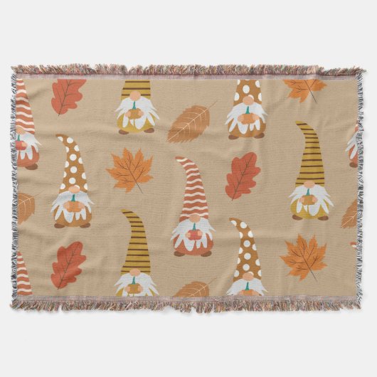 Herbstgome mit Herbstblättern und Kürbiskins Decke (Vorderseite)