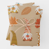 Herbstgome mit Herbstlauben auf Braun Geschenkpapier Set (Beispiel)