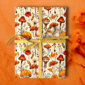 Herbstgotische Cotattecore-Pilze und Florals Geschenkpapier Set
