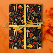 Herbstgotische Cotattecore-Pilze und Florals Geschenkpapier Set