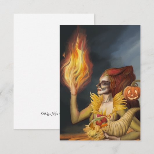 Herbstgöttin Dankeskarte (Vorne/Hinten)