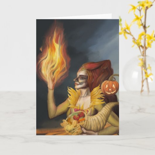 Herbstgöttin Karte (Gelbe Blume)