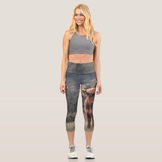 Herbstgras-Monogramm für Höllenkälber Capri Leggings (Vorderseite)