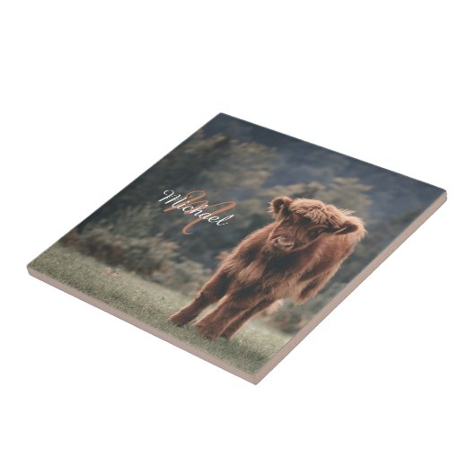 Herbstgras-Monogramm für Höllenkälber Fliese (Seite)