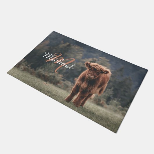 Herbstgras-Monogramm für Höllenkälber Fußmatte (Schrägansicht)