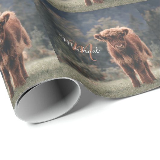 Herbstgras-Monogramm für Höllenkälber Geschenkpapier (Rolleneckpunkt)