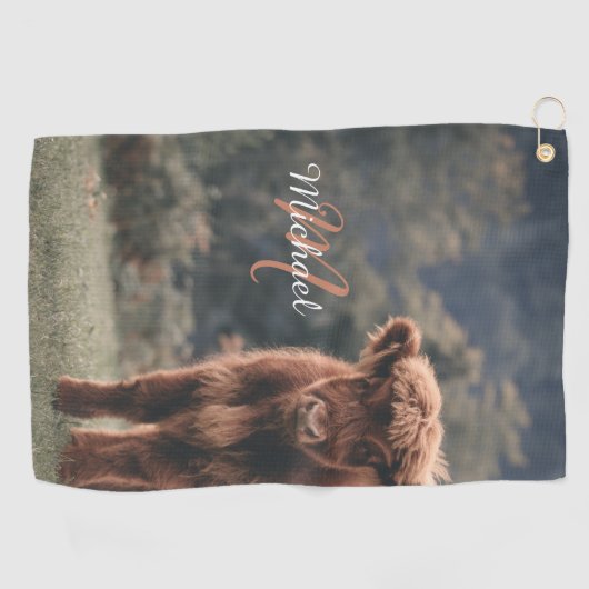 Herbstgras-Monogramm für Höllenkälber Golfhandtuch (Horizontal)