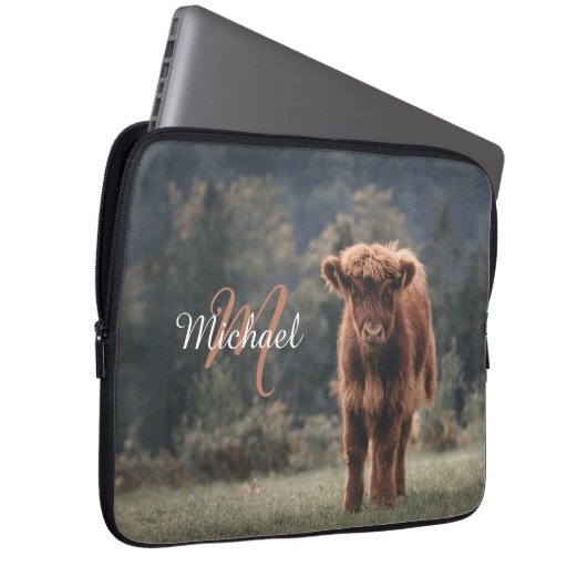 Herbstgras-Monogramm für Höllenkälber Laptopschutzhülle (Vorne Rechts)