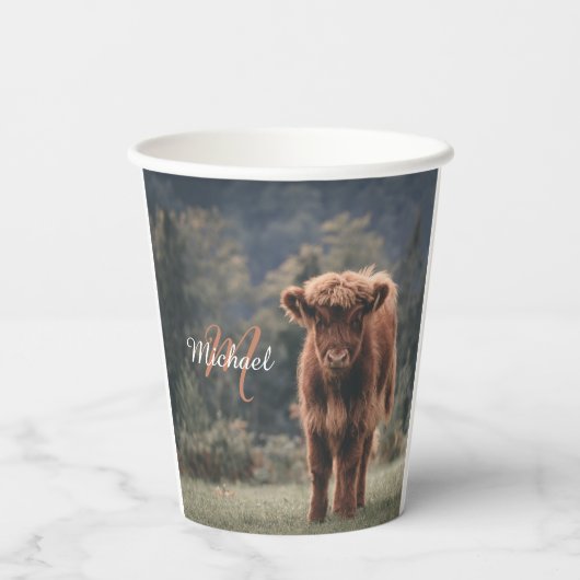 Herbstgras-Monogramm für Höllenkälber Pappbecher (Rückseite)