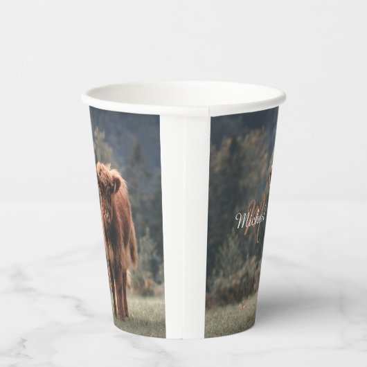 Herbstgras-Monogramm für Höllenkälber Pappbecher (Rechts)