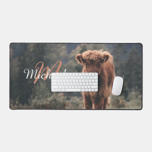 Herbstgras-Monogramm für Höllenkälber Schreibtischunterlage (Tastatur & Maus)