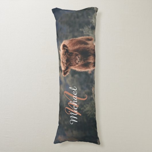 Herbstgras-Monogramm für Höllenkälber Seitenschläferkissen (Vorderseite Vertikal)