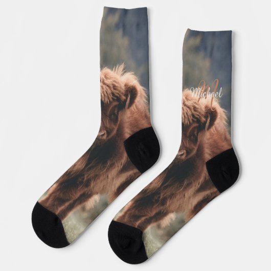 Herbstgras-Monogramm für Höllenkälber Socken (Linkes Detail)