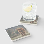 Herbstgras-Monogramm für Höllenkälber Steinuntersetzer (Seitenansicht)