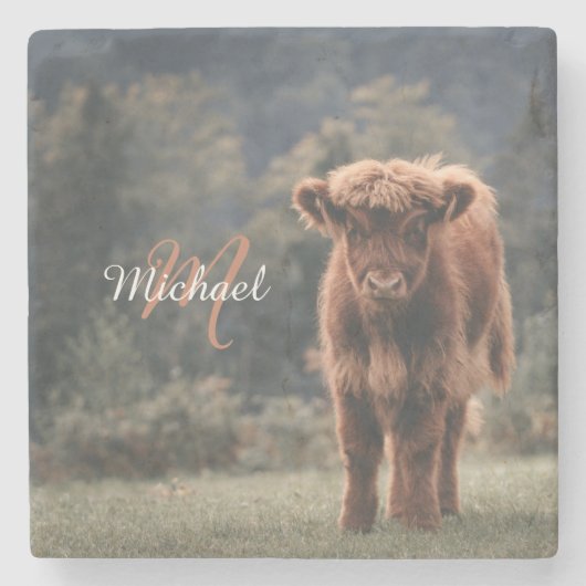 Herbstgras-Monogramm für Höllenkälber Steinuntersetzer (Vorderseite)