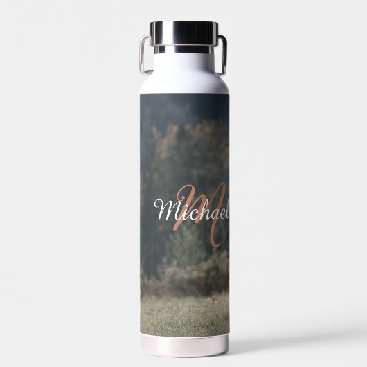 Herbstgras-Monogramm für Höllenkälber Trinkflasche (Vorne)