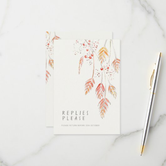 Herbstgrasbeeren Hochzeitsantwort UAWG RSVP Karte (Vorderseite/Rückseite Beispiel)