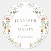 Herbstgrasen-Wildblume Hochzeitsbräune Runder Aufkleber (Vorderseite)