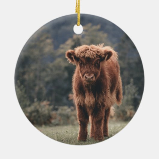 Herbstgrasfeld für Rinder Keramik Ornament (Hinten)