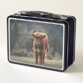 Herbstgrasfeld für Rinder Metall Brotdose (Rückseite)