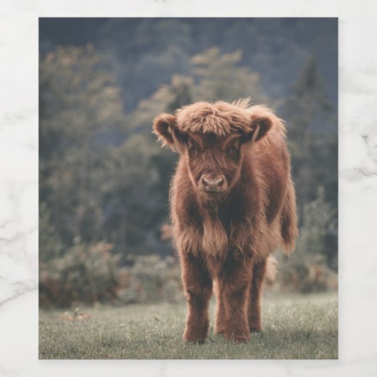 Herbstgrasfeld für Rinder Weinetikett (Einzelnes Label)