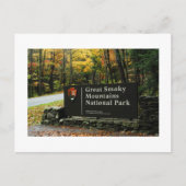 Herbstgraue rauchige Berge Eintritt Schild Postkarte (Vorderseite)