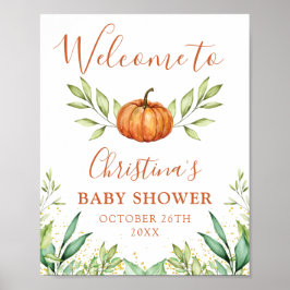 Herbstgrauen Pumpkin Fall Baby Dusche Willkommen Poster