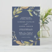 Herbstgrün | Festliche Hochzeit der Marine Einladung (Stehend Vorderseite)
