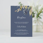 Herbstgrün Hochzeitsempfangskarte der Marine Begleitkarte (Stehend Vorderseite)