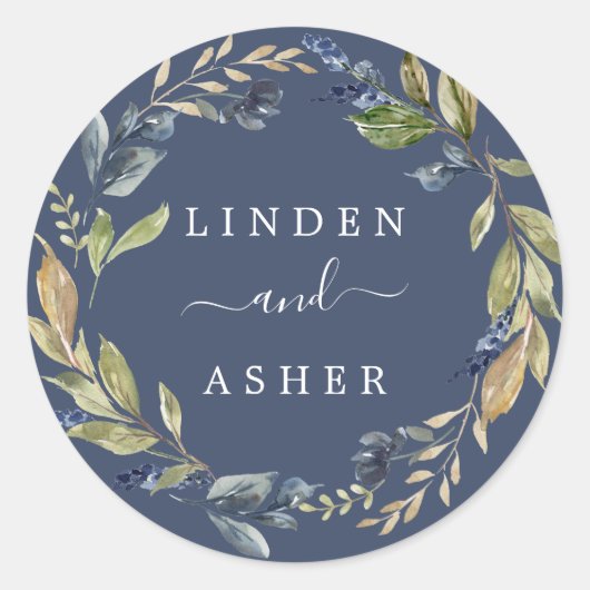 Herbstgrün | Hochzeitsfahrer der Marine Runder Aufkleber (Vorderseite)