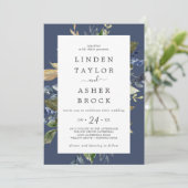 Herbstgrün | Navy Bold Names Wedding Einladung (Stehend Vorderseite)