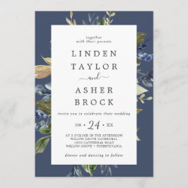 Herbstgrün | Navy Bold Names Wedding Einladung