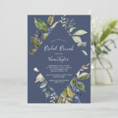 Herbstgrün | Navy Bridal Brunch Einladung (Stehend Vorderseite)