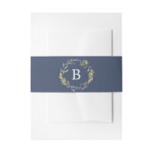 Herbstgrün | Navy Monogram Wedding Einladungsbanderole (Vorderseite Beispiel)
