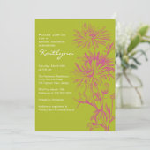 Herbstgrün und rosa Brautparty Einladung (Stehend Vorderseite)