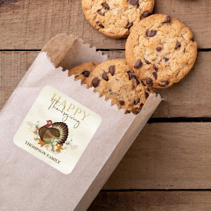 Herbstgrün Wasserfarbe Foliage Erntedank Quadratischer Aufkleber