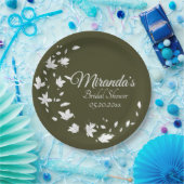 Herbstgrün-weißes Brautparty Pappteller (Party)