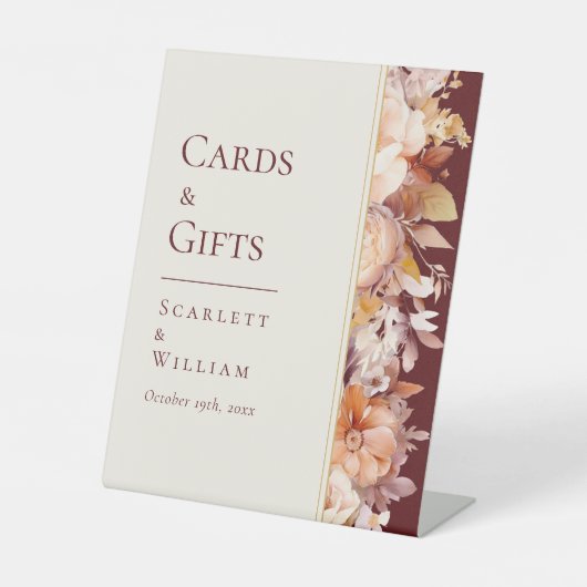 Herbstgrundel Hochzeitskarten und Geschenke Sockelschild (Vorderseite)