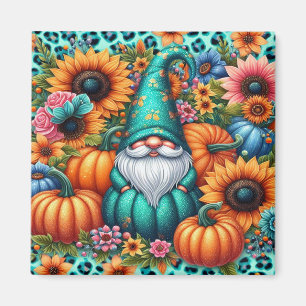 Herbstgrundel mit kraftvollen Pumpkins und Blume Magnet