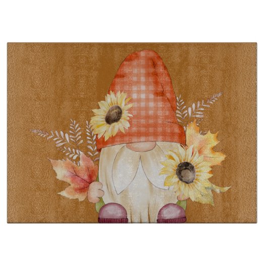 Herbstgrundel mit Sonnenblumen Schneidebrett (Vorderseite)