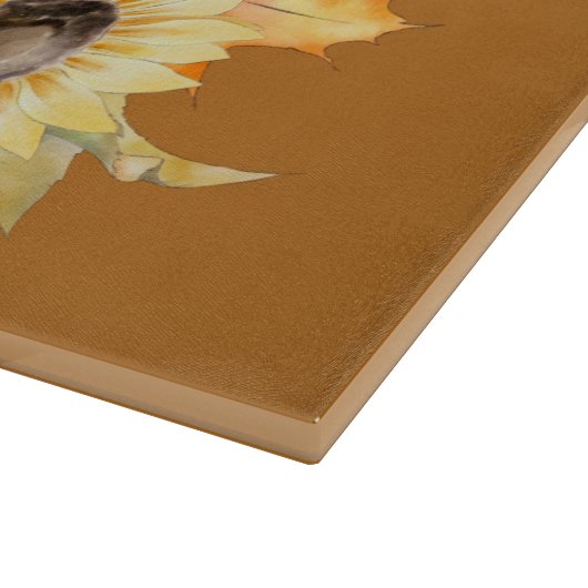 Herbstgrundel mit Sonnenblumen Schneidebrett (Ecke)