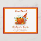 Herbstgrunzen mit Pumpkin, die wir bewegt haben Ankündigungspostkarte (Vorderseite)