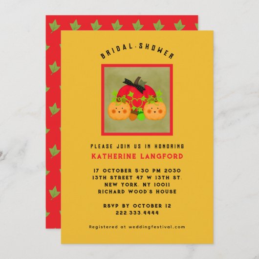 HerbstHalloween Bestes Brautparty Einladung (Vorne/Hinten)